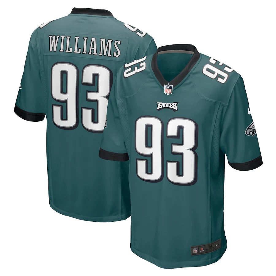 Men Philadelphia Eagles 93 Milton Williams Nike Midnight Green Game NFL Jersey